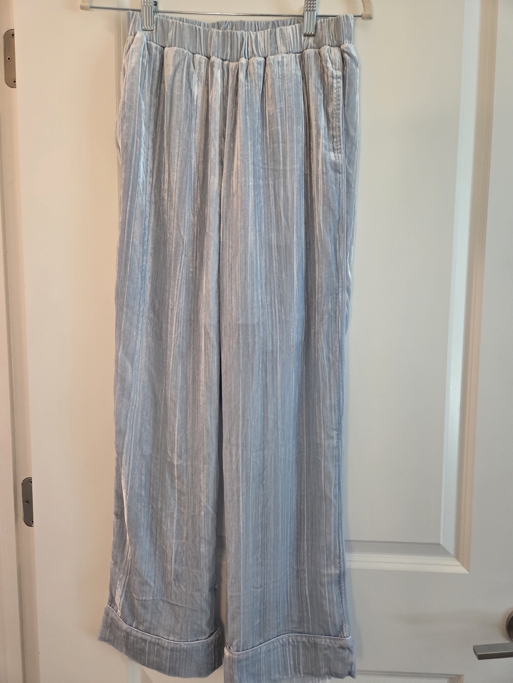MANITO Mulberry Silk Velvet Pants Light Blue Size S
